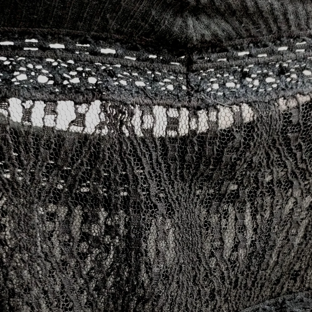 Free People Black Waffle Thermal Lace Neck Top - Picture 13 of 15
